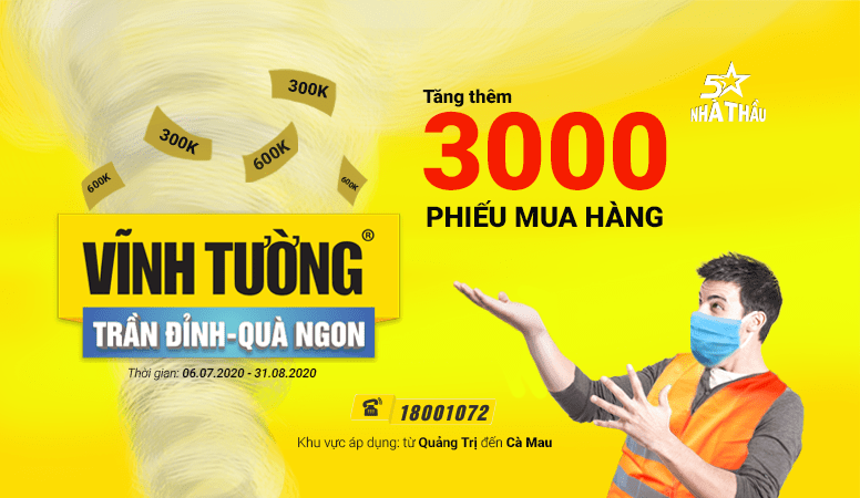 Một cơn lốc 3.000 phiếu mua hàng nữa sẽ đổ bộ cho CTKM VĨNH TƯỜNG: TRẦN ĐỈNH – QUÀ NGON kéo dài đến 31/8/2020