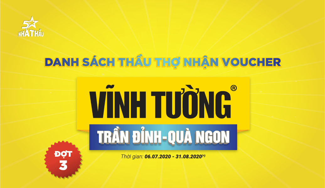 Danh sách thầu thợ nhận phiếu mua hàng tính đến ngày 03.08.2020 qua chương trình Vĩnh Tường Trần đỉnh - Quà ngon
