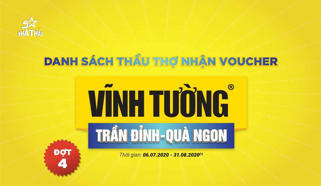 Danh sách thầu thợ nhận phiếu mua hàng tính đến ngày 10.08.2020 qua chương trình Vĩnh Tường Trần đỉnh - Quà ngon