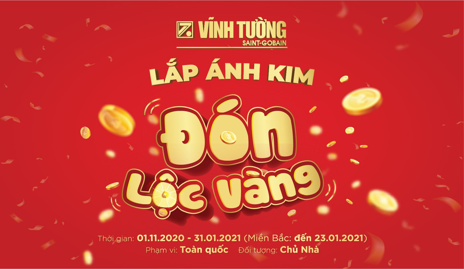 Tham gia ĐÓN LỘC VÀNG, nhận BỘ NỒI CAO CẤP, các cô chú chủ nhà hãy nhanh tay lắp La phông Vĩnh Tường Ánh kim nào! 