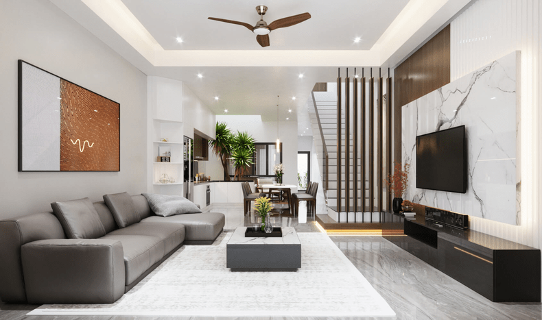 Những mẫu trần thạch cao phòng khách 25m2 đẹp, thiết kế sang trọng, hiện đại