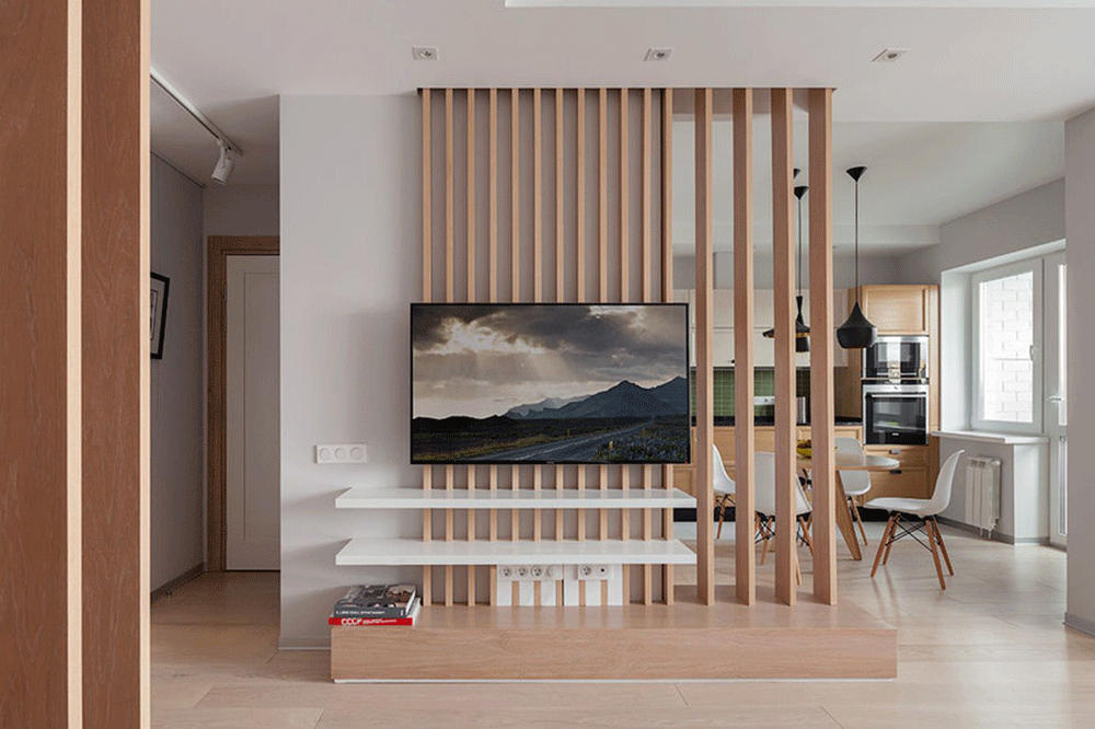 64+ Mẫu thiết kế vách ngăn phòng khách và bếp chung cư đẹp