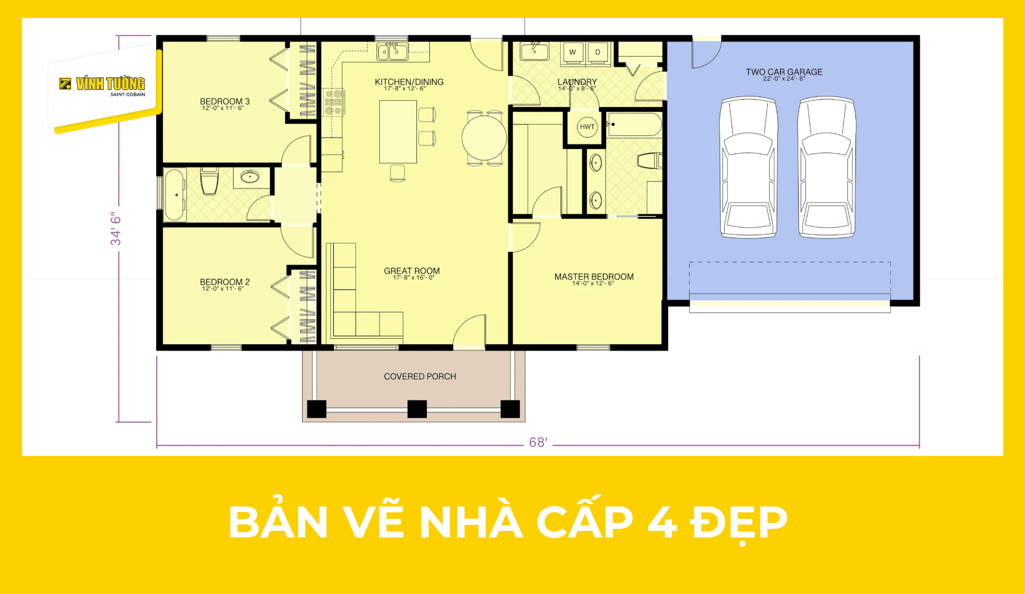 25+ mẫu bản vẽ nhà cấp 4 đẹp, tối ưu công năng