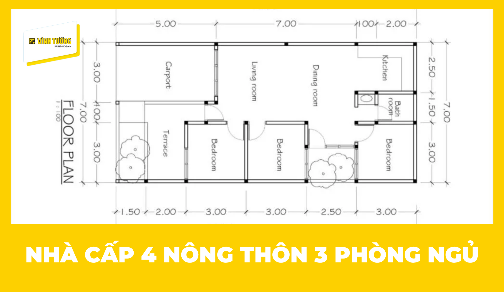 75+ mẫu nhà cấp 4 nông thôn 3 phòng ngủ đẹp, tiết kiệm chi phí 2026