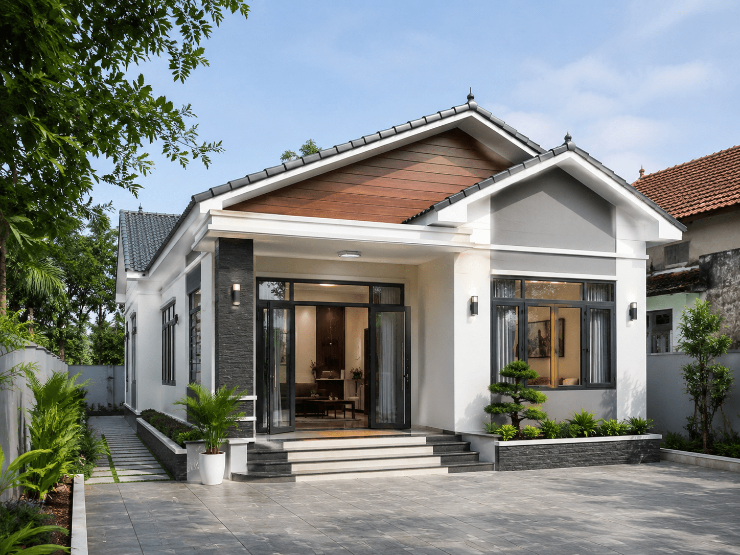Chi phí xây nhà cấp 4 được tính dựa trên tổng diện tích xây dựng và đơn giá thi công theo mét vuông