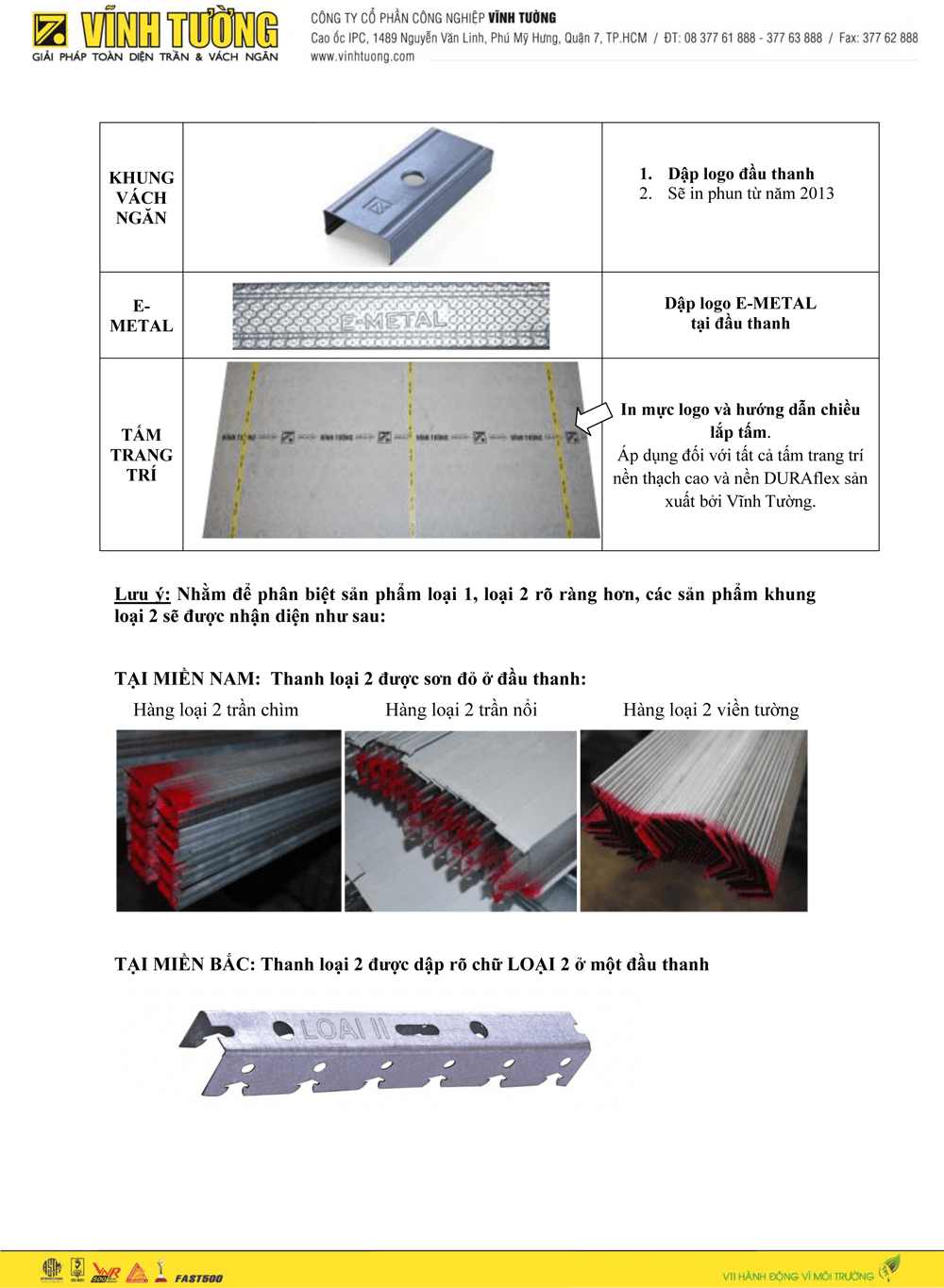 THÔNG BÁO NHẬN DIỆN SẢN PHẨM VĨNH TƯỜNG