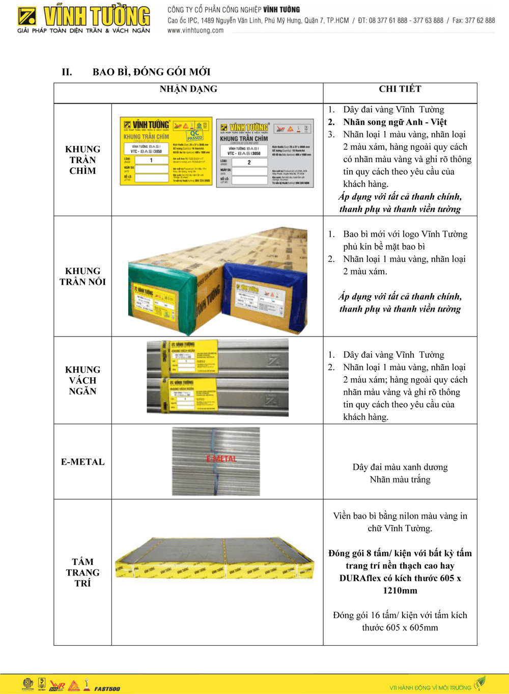 THÔNG BÁO NHẬN DIỆN SẢN PHẨM VĨNH TƯỜNG