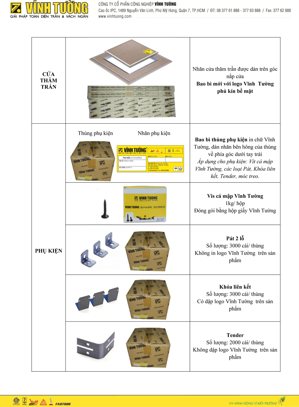 THÔNG BÁO NHẬN DIỆN SẢN PHẨM VĨNH TƯỜNG