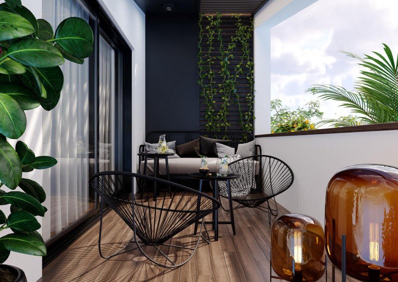 Thiết kế ban công công nghiệp với khung kim loại