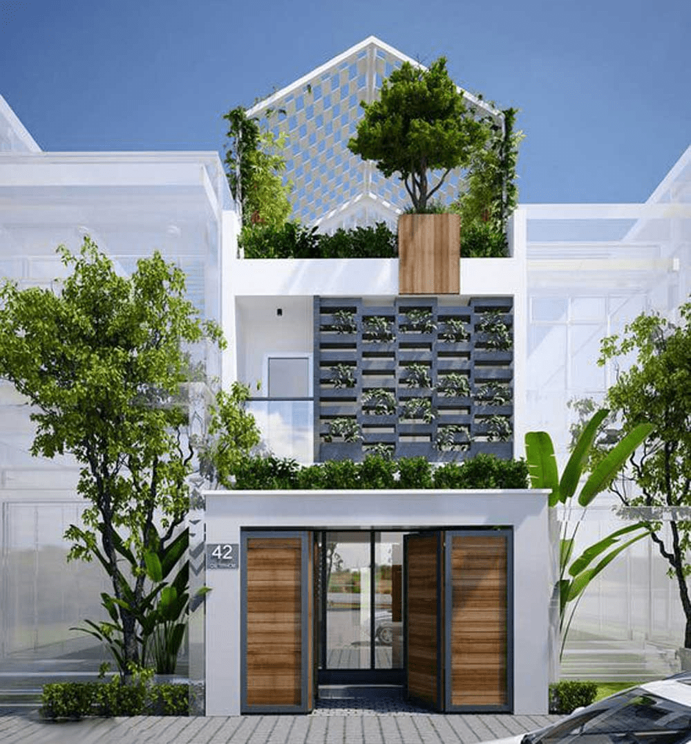 Bản vẽ 3D nhà ống 2 tầng 5x20m có 3 phòng ngủ đầy đủ tiện nghi