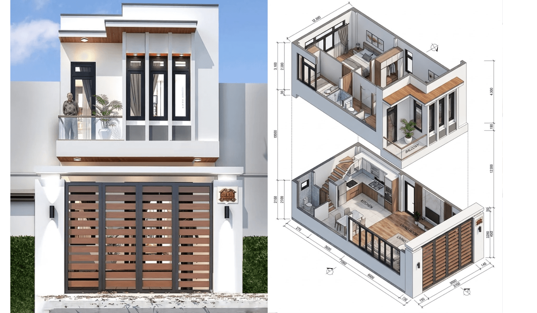 Bản vẽ công năng mẫu thiết kế nhà ống 2 tầng hiện đại