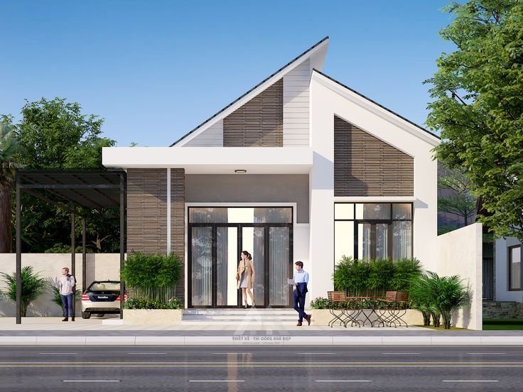 Mẫu nhà cấp 4 mái lệch đẹp, ấn tượng