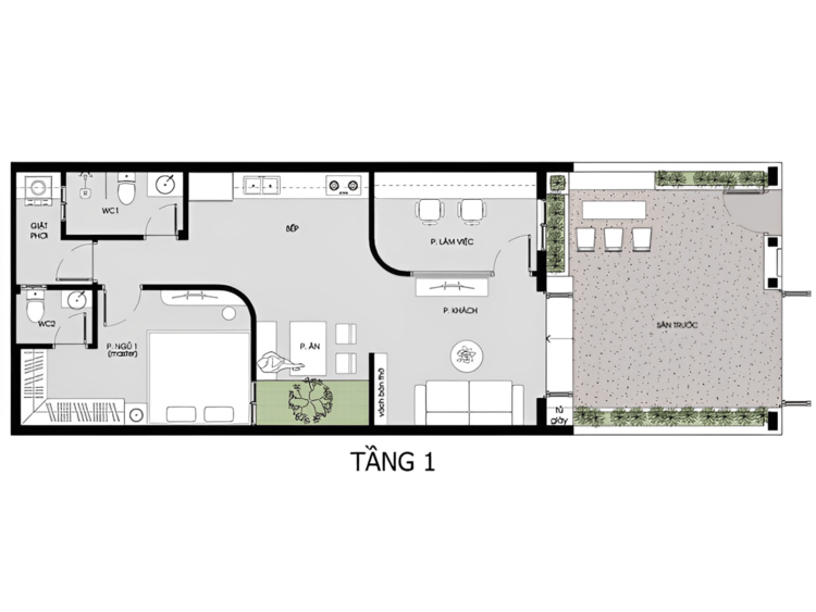 Bản vẽ nhà ống cấp 4 được thiết kế tối ưu cho lô đất hẹp, đảm bảo đầy đủ công năng và tiện nghi sử dụng