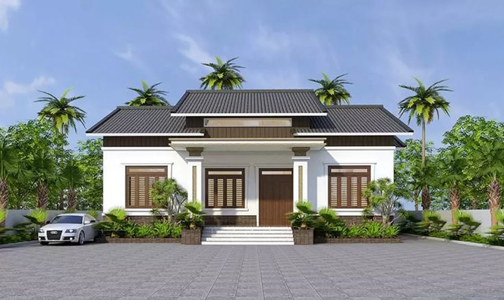 Mẫu nhà cấp 4 nông thôn mang phong cách mộc mạc, gần gũi thiên nhiên và đáp ứng đầy đủ công năng cho gia đình