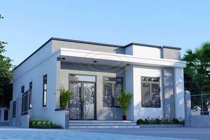 Mẫu nhà cấp 4 mái bằng hiện đại, sang trọng