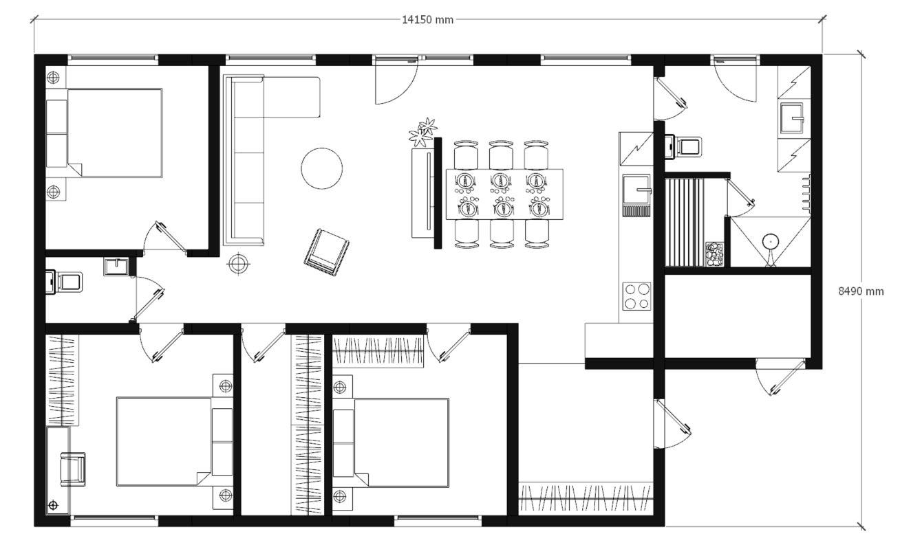 Bản vẽ tham khảo mẫu nhà cấp 4 mái Thái 120m2