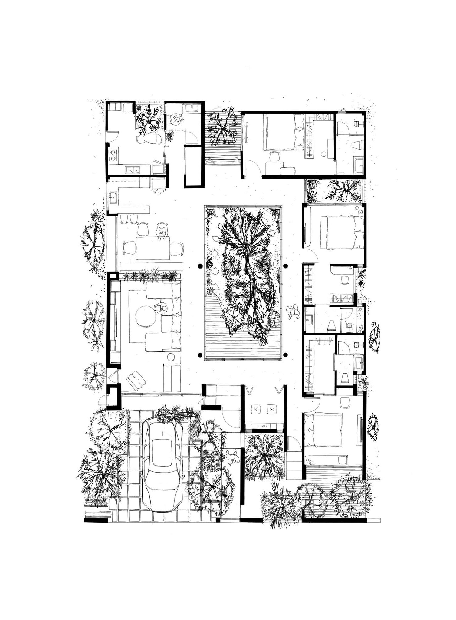 Bản vẽ thiết kế nhà cấp 4 mái Thái 8x12m có sân vườn