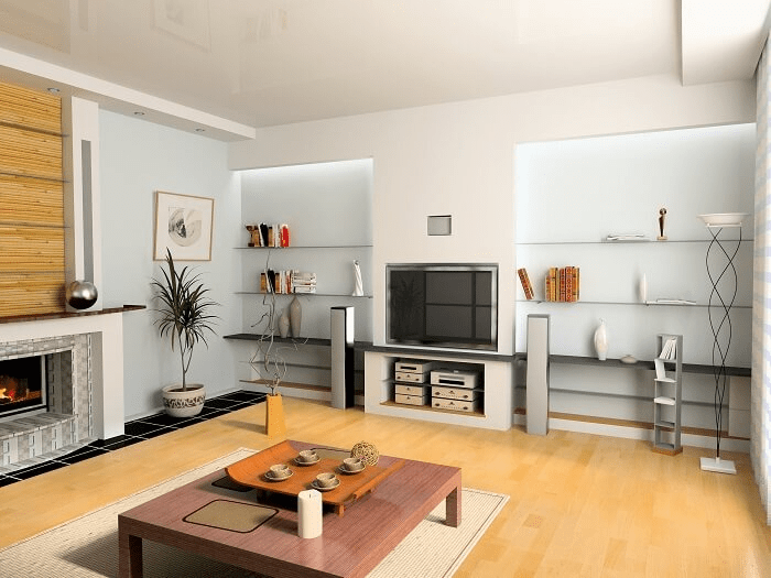 Trần thạch cao phẳng cho phòng khách phong cách hiện đại