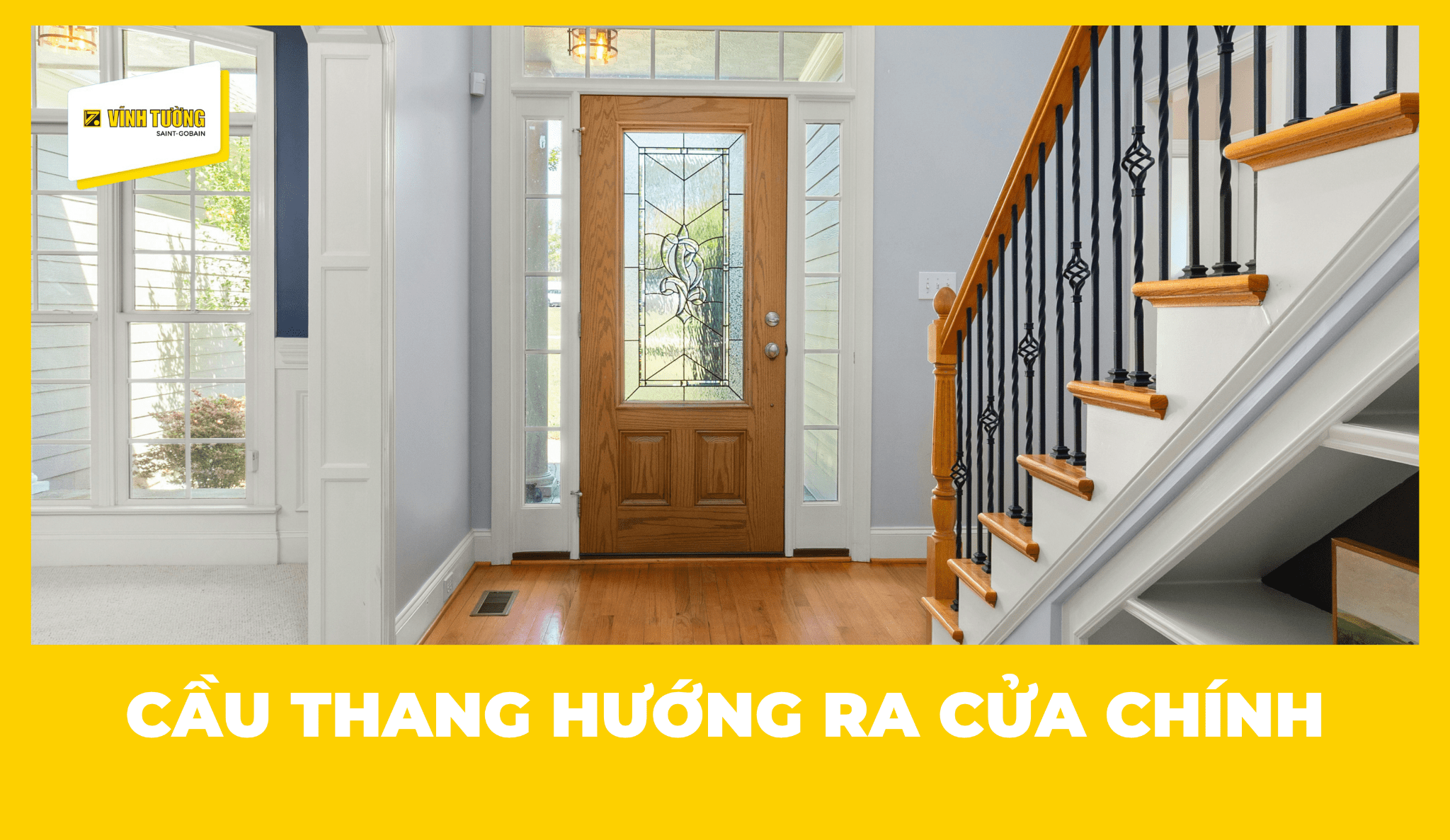 Cầu thang hướng ra cửa chính thường được cho là không tốt