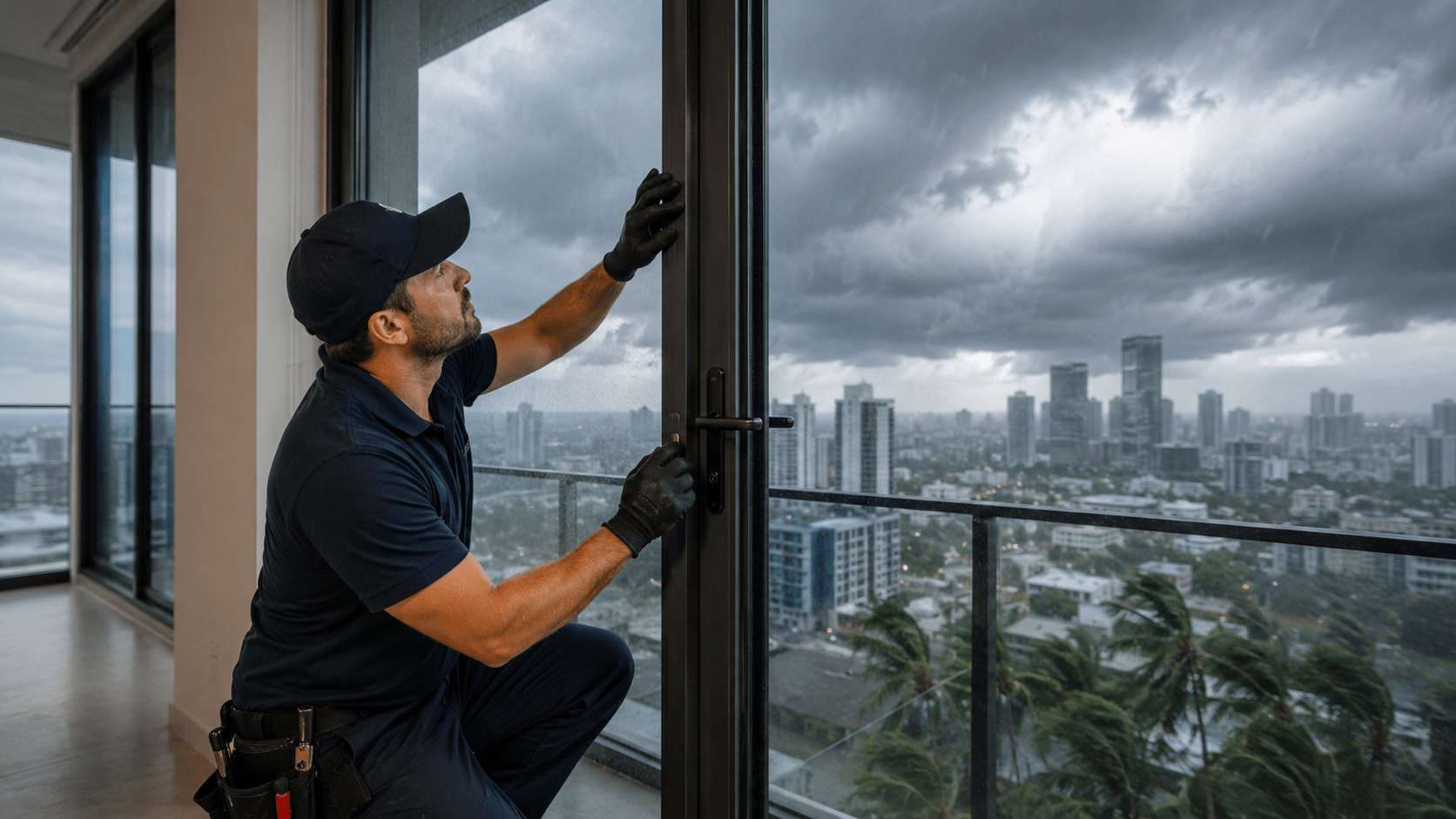Cửa kính tầng cao cần được kiểm tra sớm và gia cố bằng thiết bị bảo hộ chuyên dụng