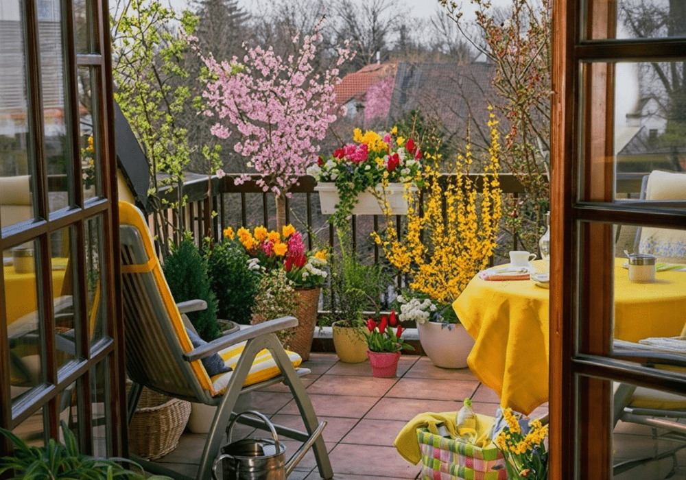 trang trí ban công ngày tết