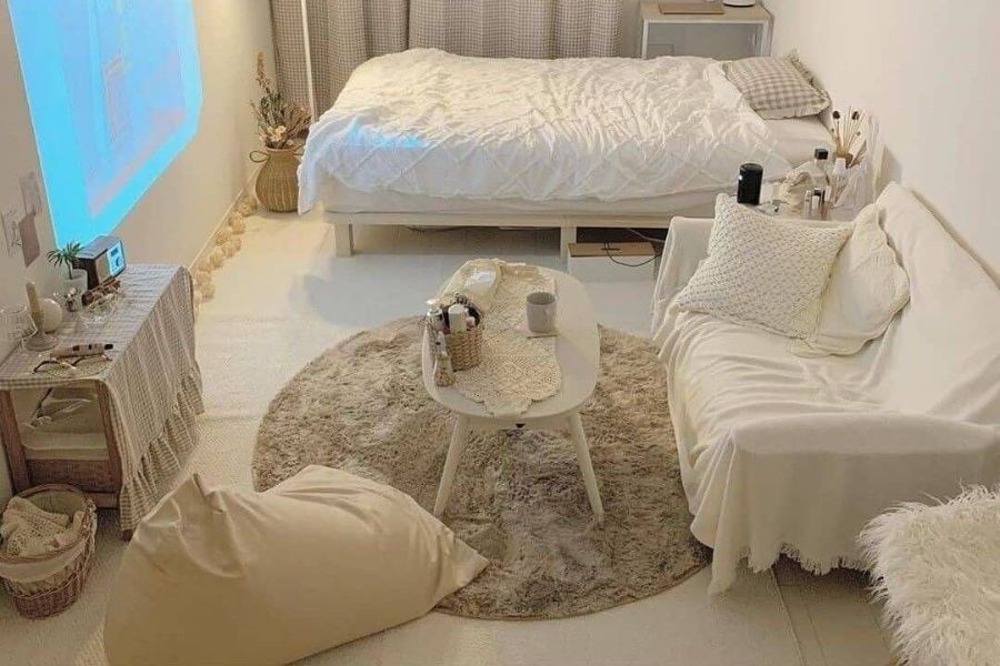 Decor phòng trọ bằng thảm trải sàn