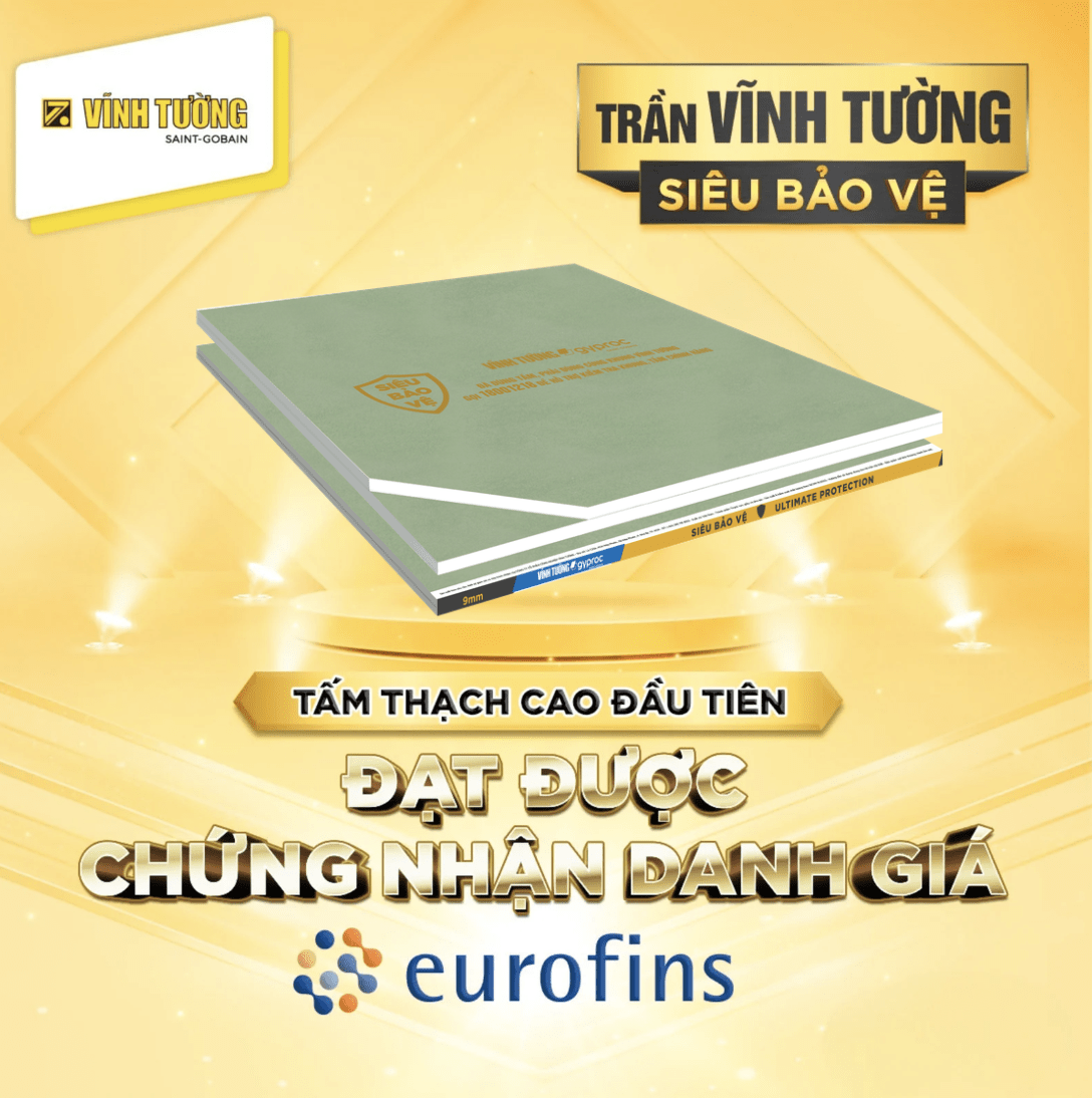 Hệ tấm thạch cao Vĩnh Tường Siêu Bảo Vệ - Siêu thanh lọc không khí đến 80%