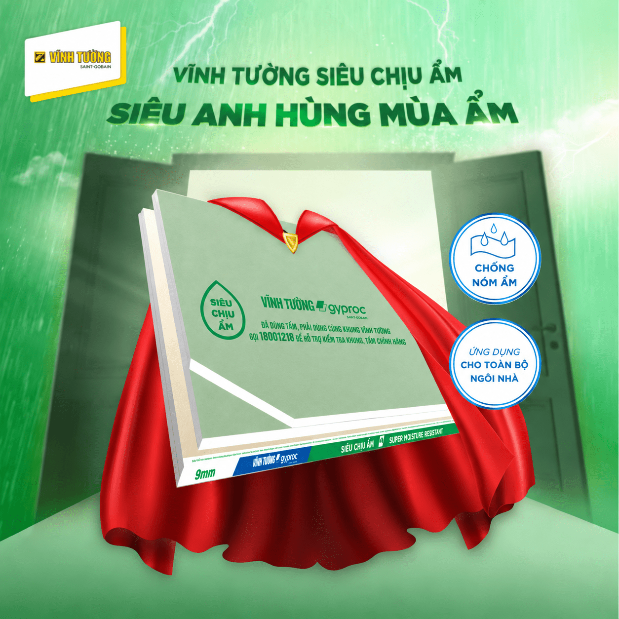 Hệ trần Vĩnh Tường Siêu bền - Siêu chống ẩm phù hợp với khu vực chịu tác động của hơi ẩm như phòng bếp, phòng tắm, nhà vệ sinh…