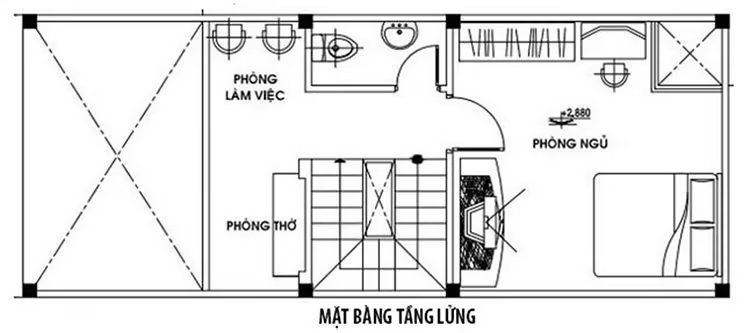 Bản vẽ nhà cấp 4 mái Thái có gác lửng tối ưu diện tích