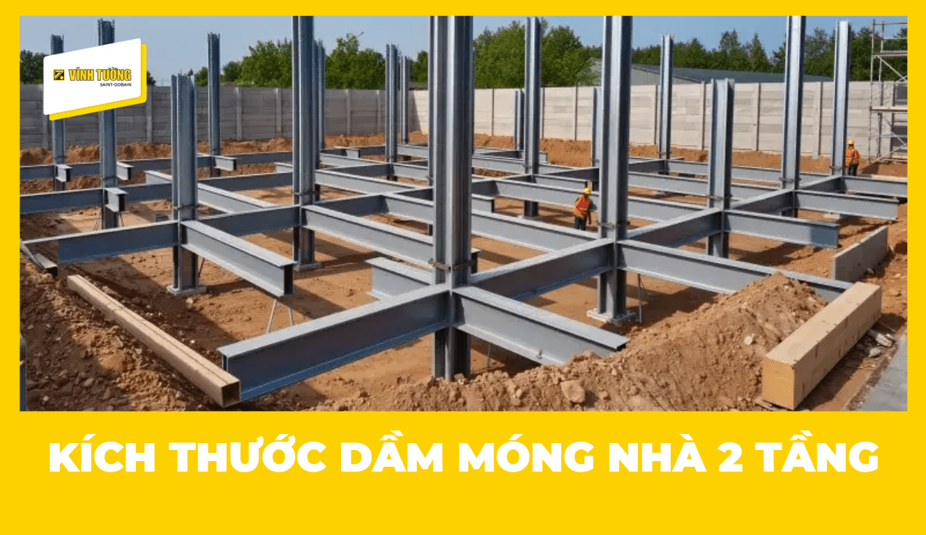 Kích thước dầm móng nhà 2 tầng tiêu chuẩn là bao nhiêu