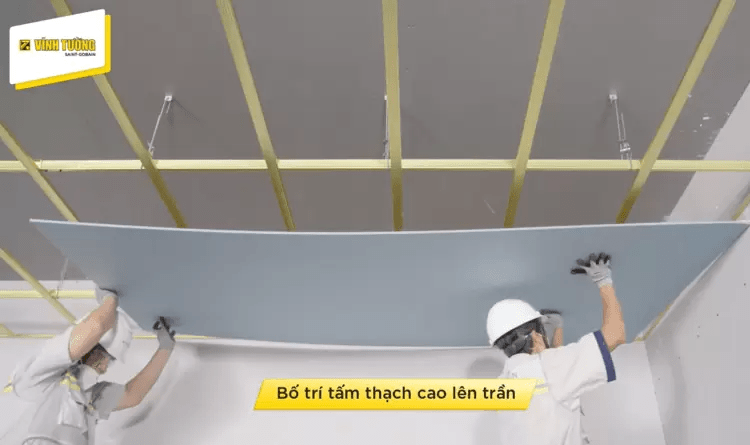 Công tác gắn tấm thạch cao và xử lý khe nối