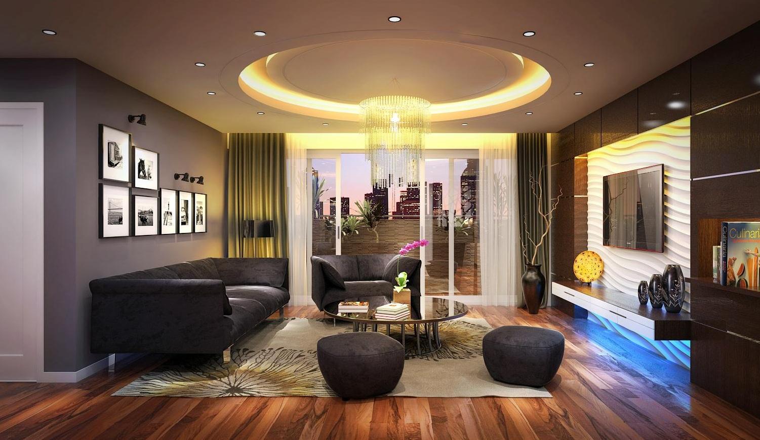 trần thạch cao giật 3 cấp