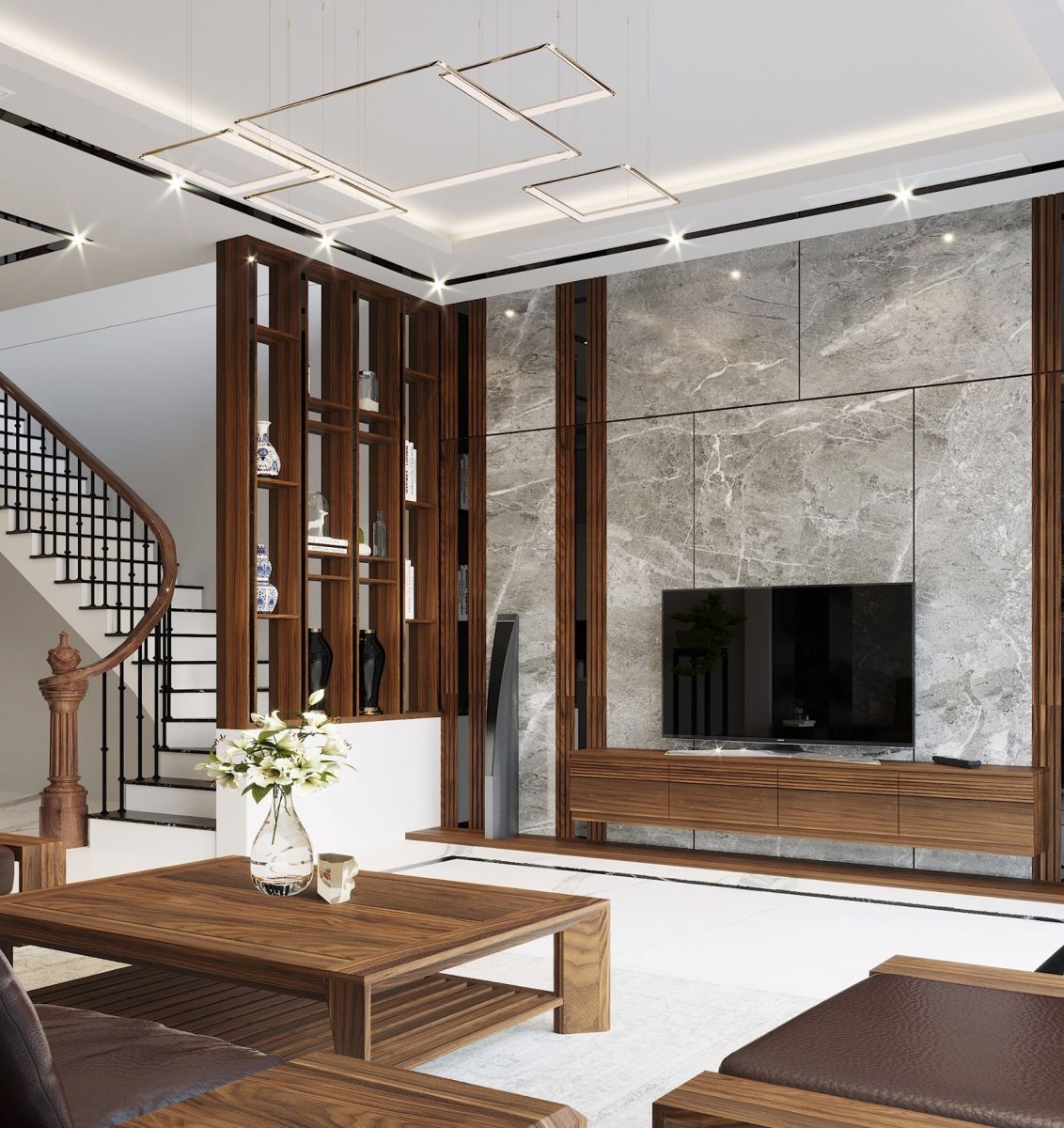 tác dụng của vách ngăn cầu thang tam cấp