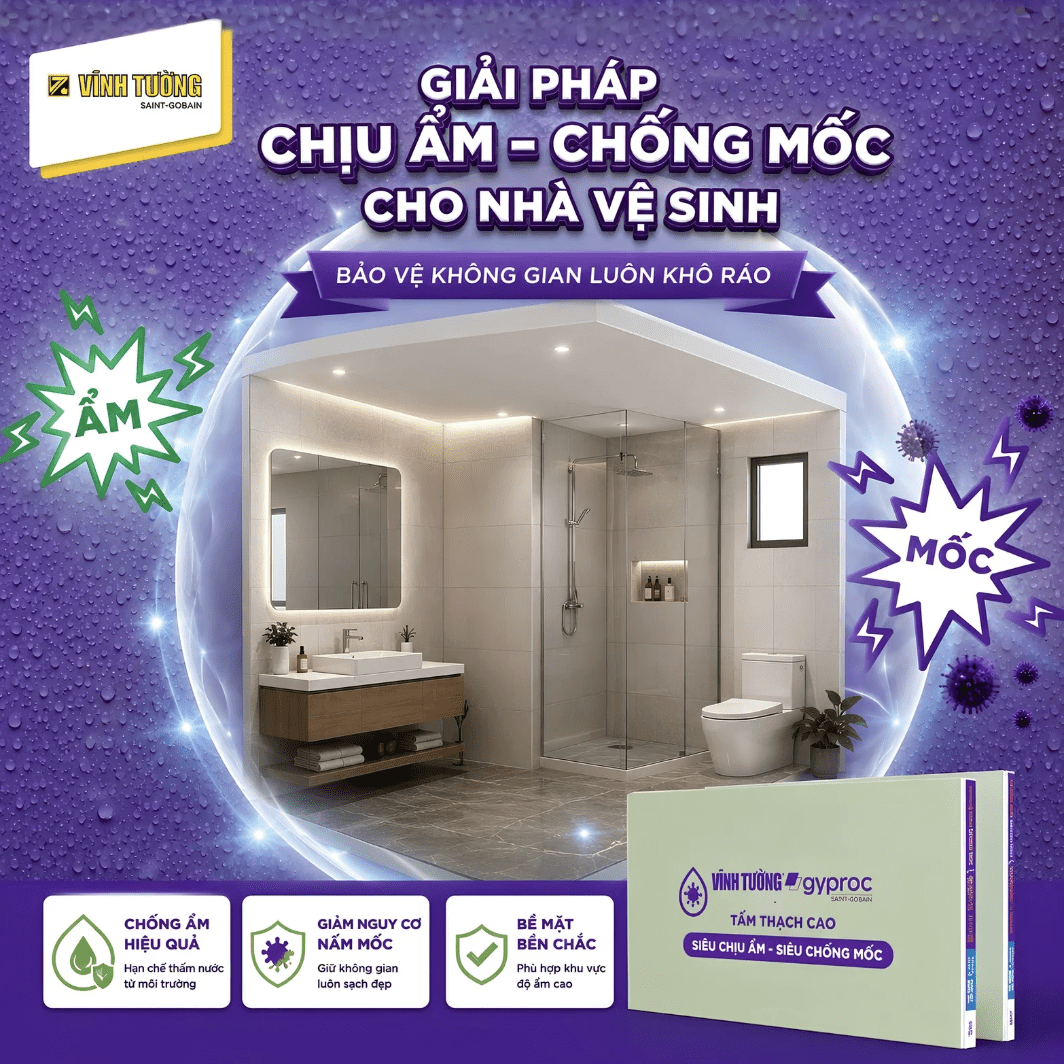 Lựa chọn vật liệu phù hợp góp phần duy trì không gian nhà vệ sinh luôn bền đẹp và thông thoáng
