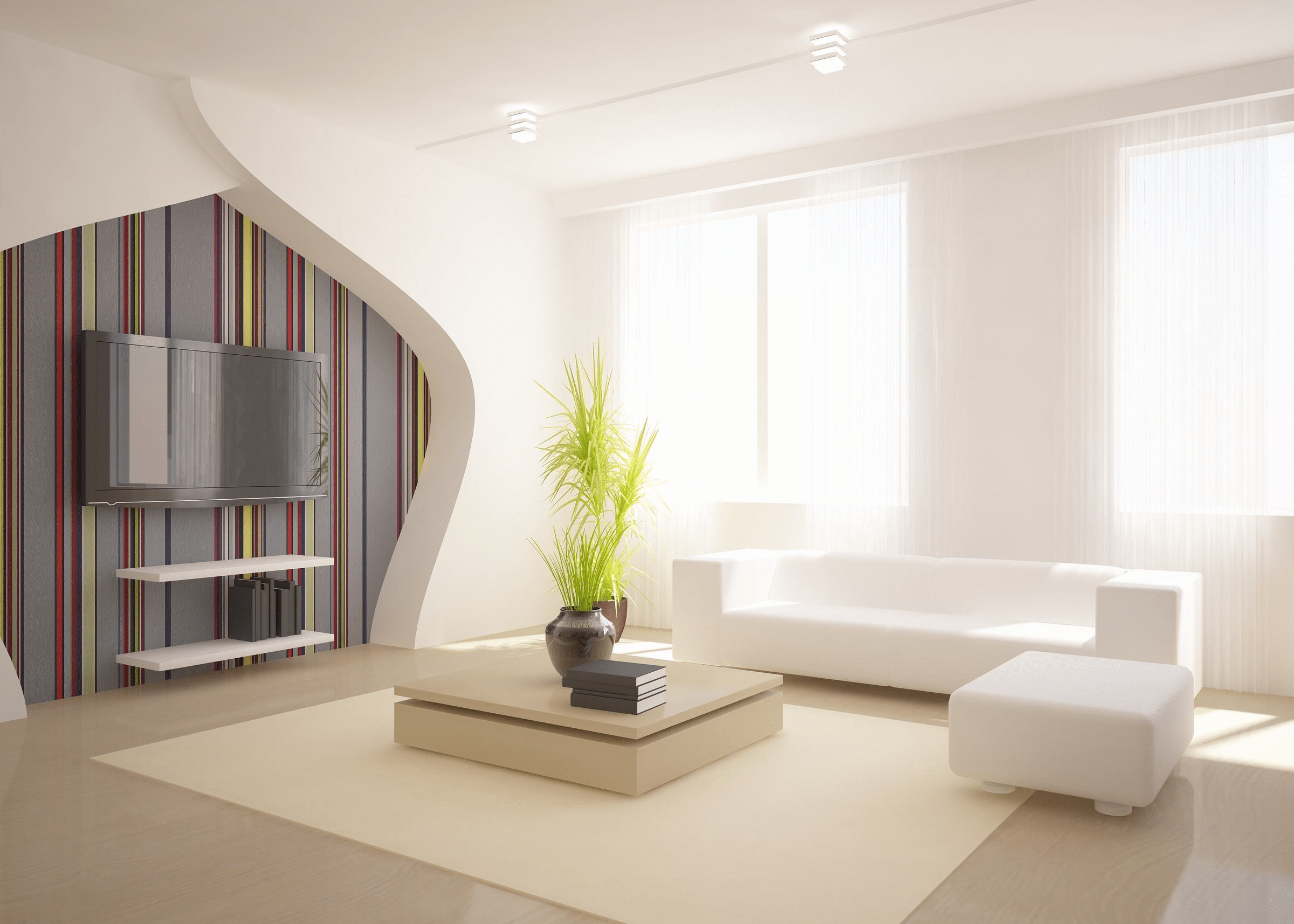 Mẫu vách ngăn phòng khách bằng thạch cao