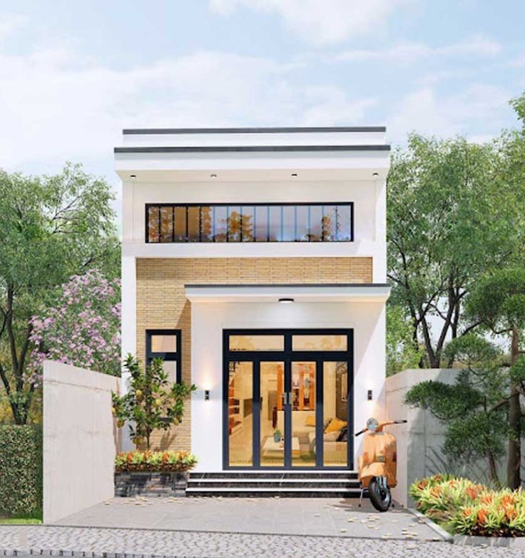 Với thiết kế tinh gọn và hiện đại, mẫu mặt tiền nhà phố đẹp gác lửng 5x10m đơn giản mang lại cảm giác thoáng đãng và gần gũi