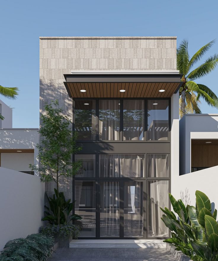 Mặt tiền mẫu nhà cấp 4 đẹp gác lửng 5x16m ấn tượng thường gây chú ý nhờ vào thiết kế mái lệch kết hợp cùng đường nét mạnh mẽ