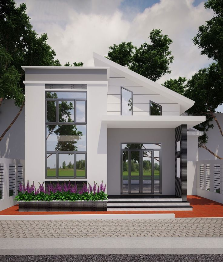 Mẫu mặt tiền nhà cấp 4 gác lửng 5m phong cách tối giản, hiện đại thường sử dụng các tông màu trung tính để tạo cảm giác trang nhã và gọn gàng