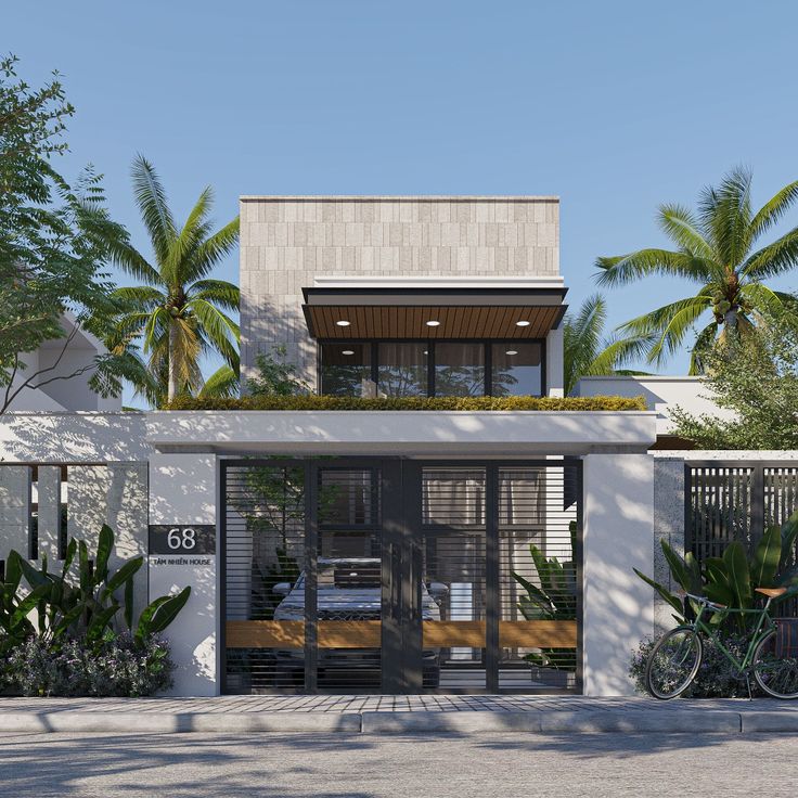 Mặt tiền nhà cấp 4 nông thôn đẹp 3 phòng ngủ có gác lửng hiện đại 5x14m bố trí cây xanh hợp lý