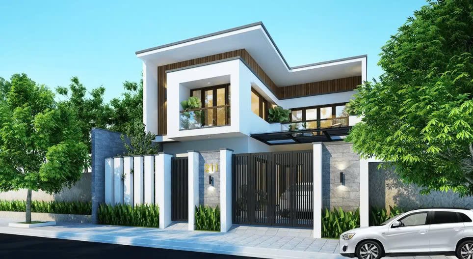 Mẫu nhà 2 tầng chữ L giá 1 tỷ