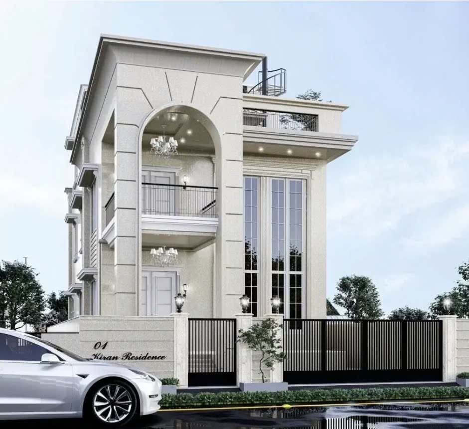 Mẫu nhà 2 tầng đẹp phong cách tân cổ điển