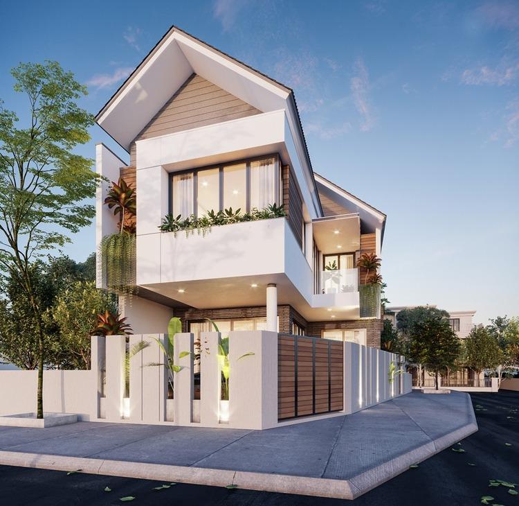 Mẫu nhà 2 tầng đẹp giá 700 triệu mái Thái cân đối, hài hòa