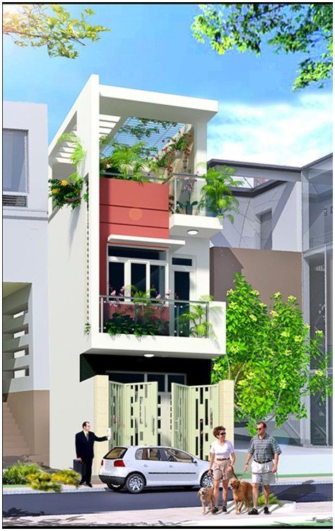 Mẫu nhà 2 tầng có gác lửng giá 700 triệu hài hòa với thiên nhiên