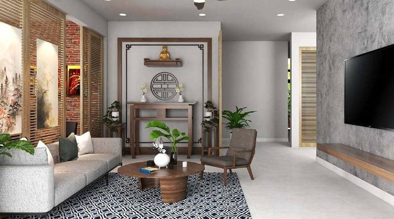 Phối cảnh không gian phòng thờ của mẫu nhà 2 tầng đẹp giá 700 triệu hiện đại