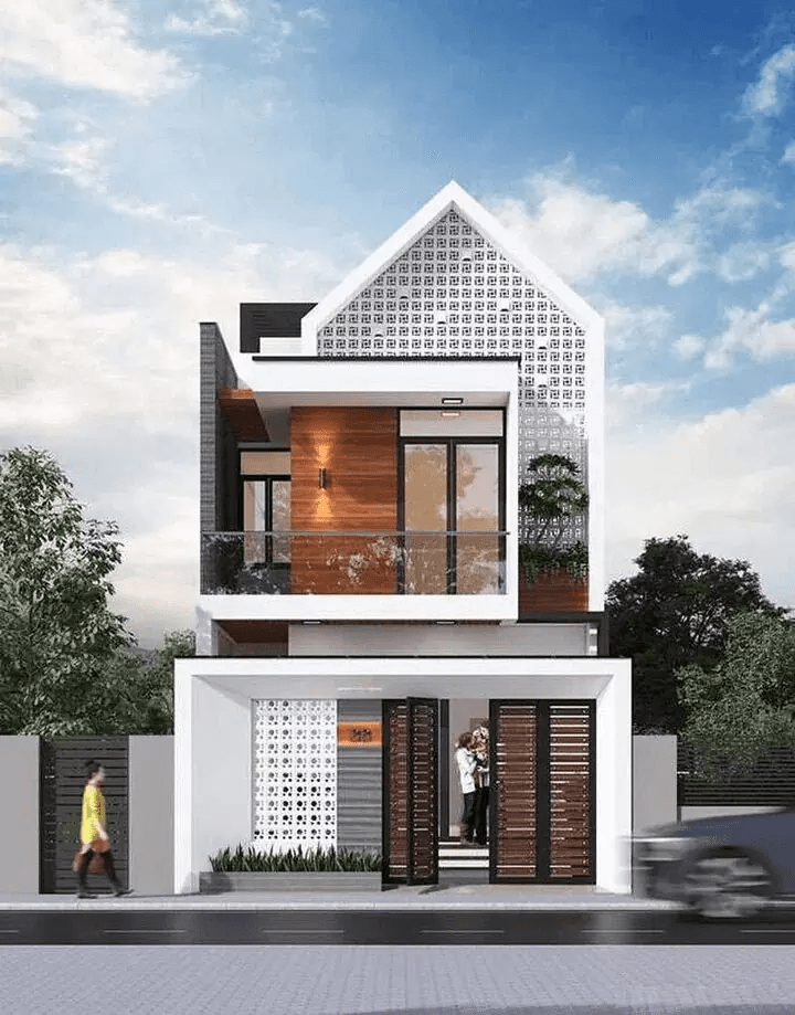 Mẫu nhà 2 tầng đẹp giá rẻ 700 triệu đồng có thiết kế hệ trần thạch cao hiện đại