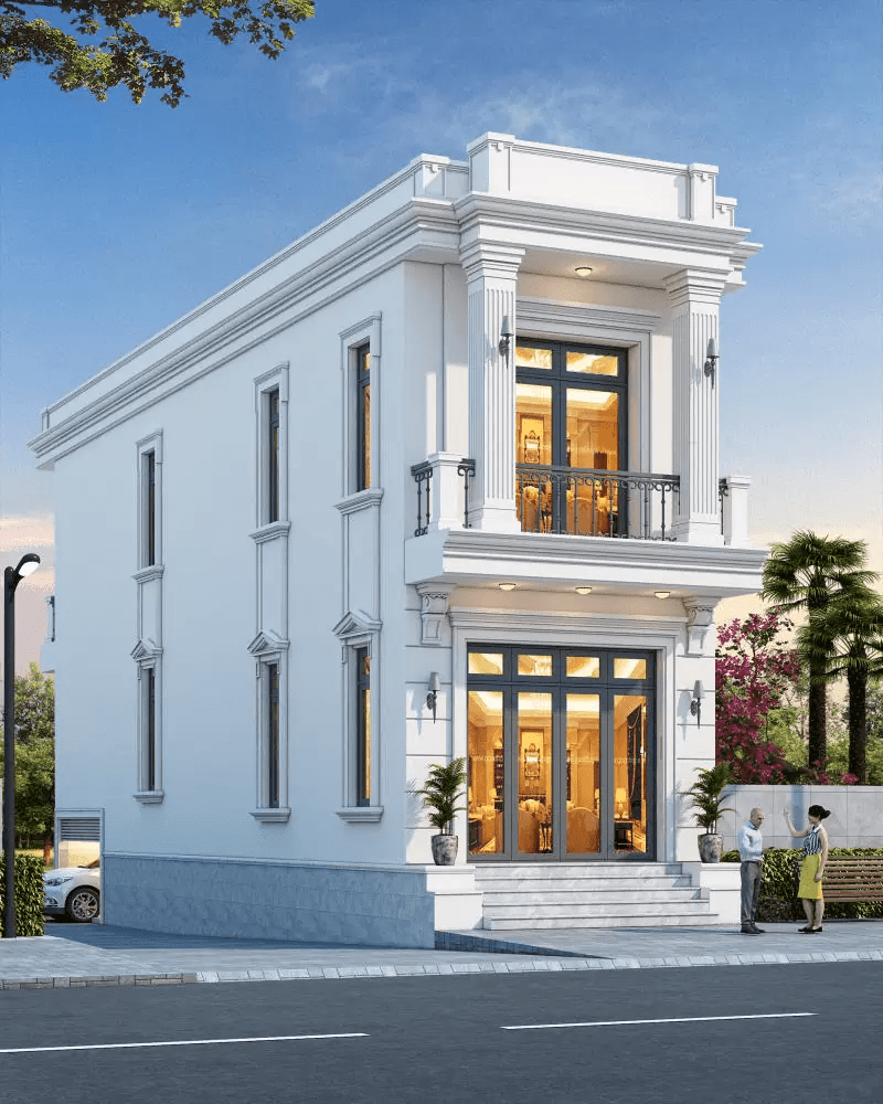 Mẫu thiết kế nhà đẹp 2 tầng giá 700 triệu tân cổ điển ấn tượng, sang trọng