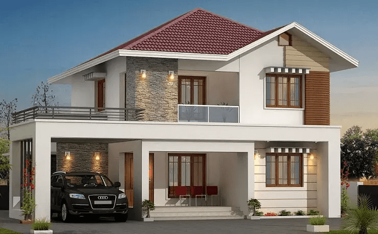 Mẫu nhà 2 tầng đẹp giá 700 triệu thiết kế kiểu nhà ống, có gara ô tô tiện nghi