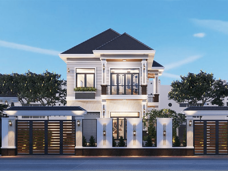 Mẫu nhà 2 tầng đẹp giá 700 triệu thiết kế mái Thái hiện đại