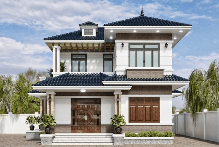 Mẫu nhà 2 tầng đẹp giá 700 triệu mái Nhật gần gũi thiên nhiên