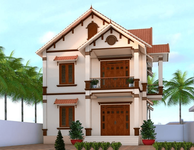 Mẫu nhà 2 tầng đẹp giá 700 triệu ở nông thôn theo phong cách nhà vườn